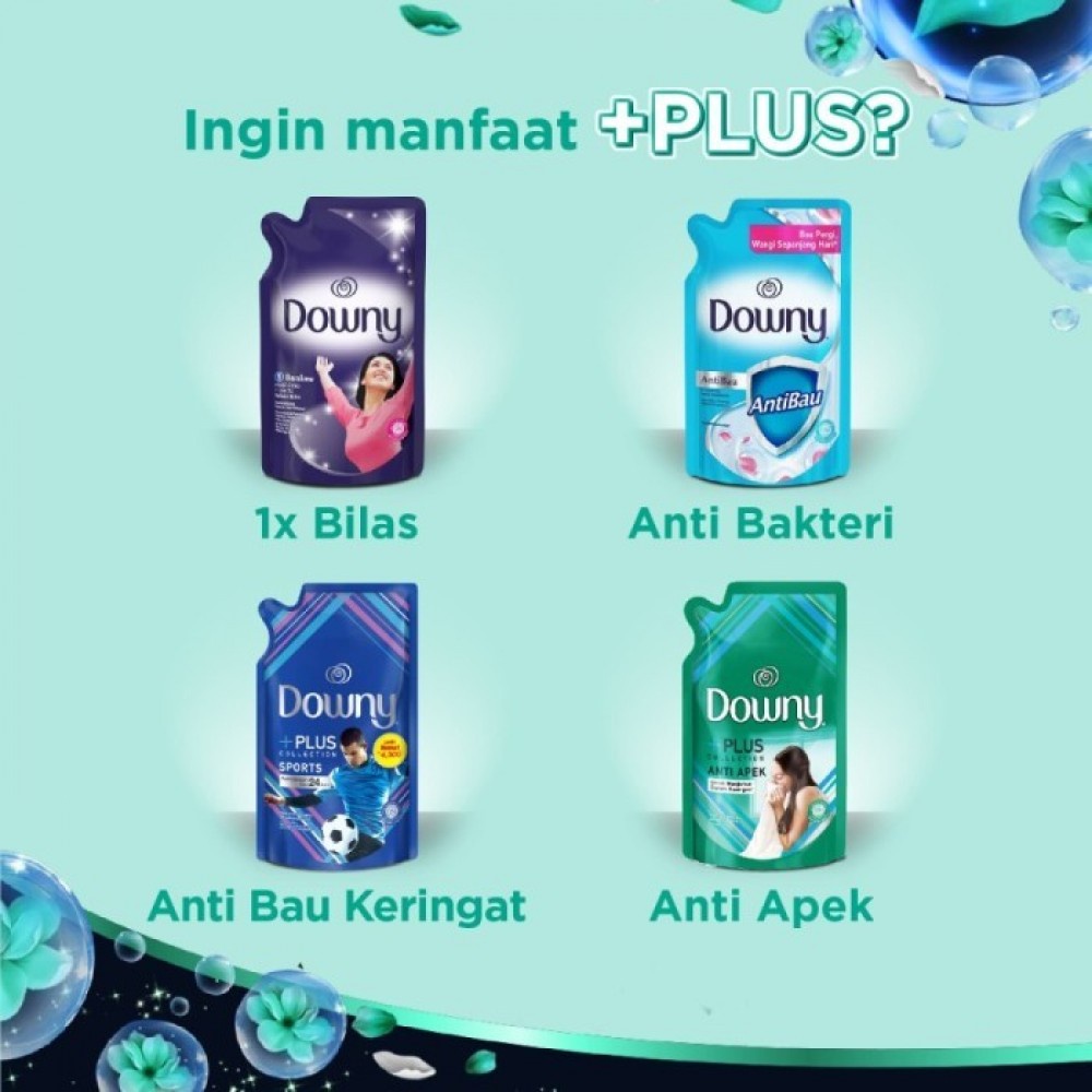 Downy Pelembut &amp; Pewangi Pakaian + PLUS Anti Apek - 1.35 L