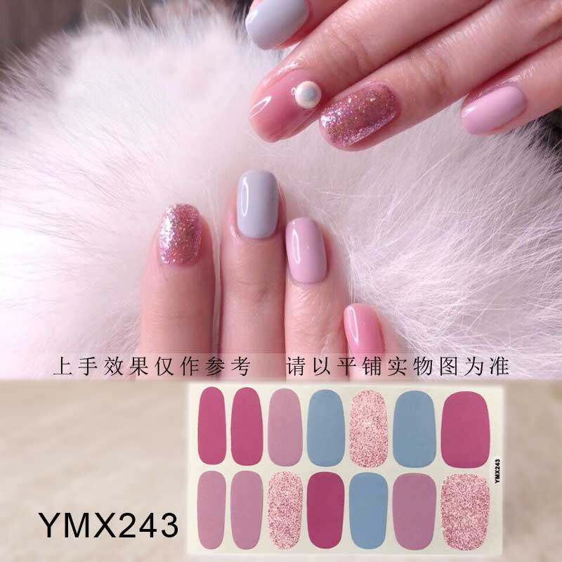 Ymx 14pcs / set Stiker Kuku Motif Kartun Grafiti Leopard YMX5 Aksen Glitter Anti Air Untuk Nail Art