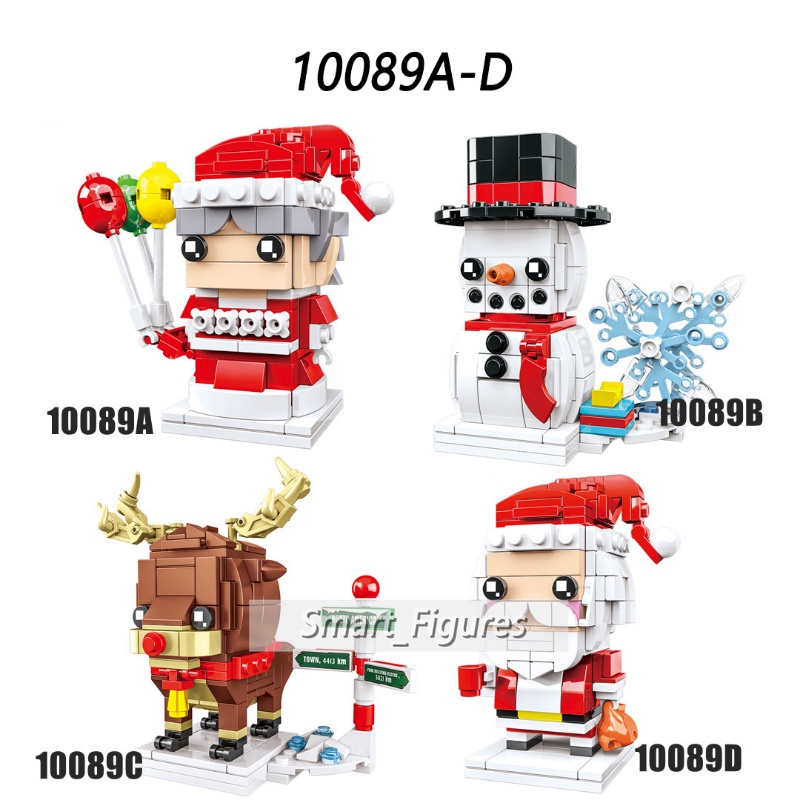 Mainan Puzzle Rakitan Balok Bangunan Partikel Kecil Desain Santa Claus Snowman Elk Untuk Anak