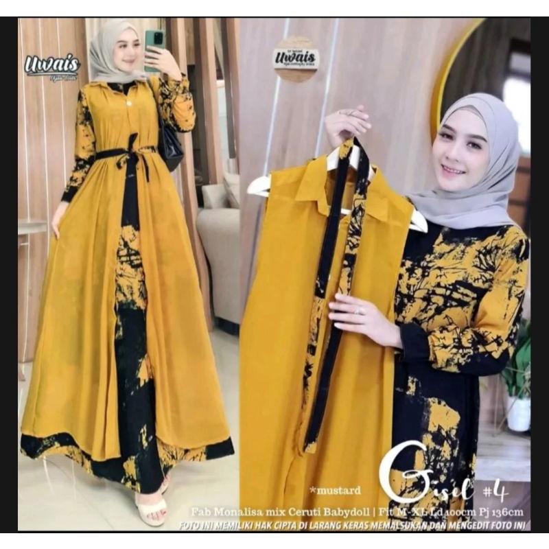 gamis terbaru original inner dan outer terpisah//gamis kekinian trand