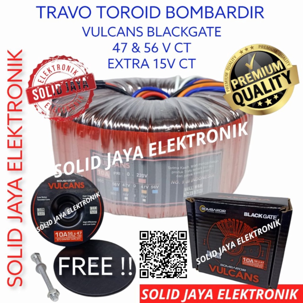 TRAVO TRAFO 10A 47V 56V CT BOMBARDIR BLACKGATE VULCANS DONUT TOROID VULCAN 10 AMPER A MURNI 47 56 VO