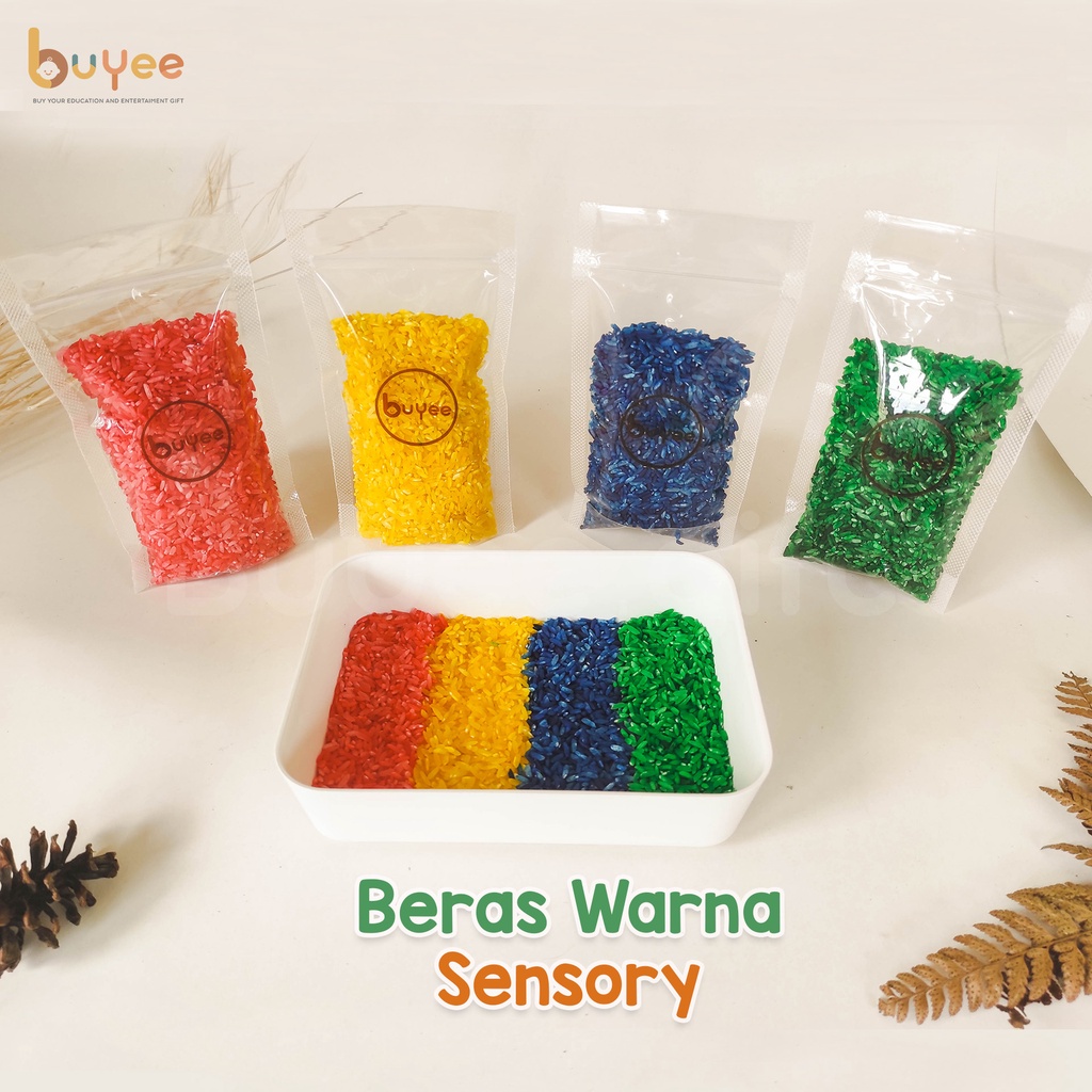 Beras warna warni 120 gr / rainbow rice / sensory rice untuk mainan montessori