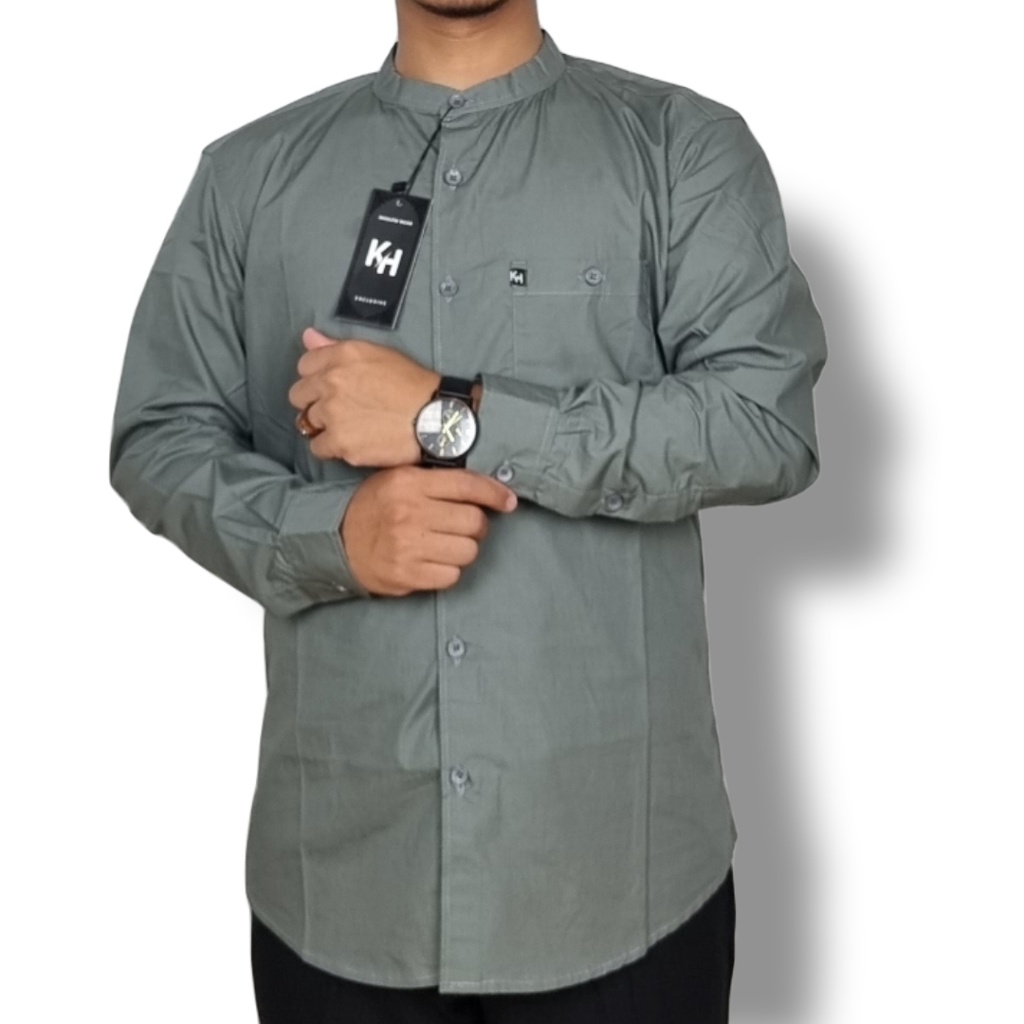 Kemko KH Kemeja Koko Pria Lengan Panjang Polos Katun Poplin High Quality