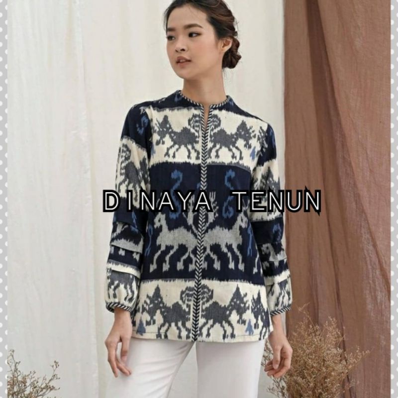 BAJU TENUN MOTIF NTT 01 - ATASAN TENUN - BAJU KERJA WANITA TENUN