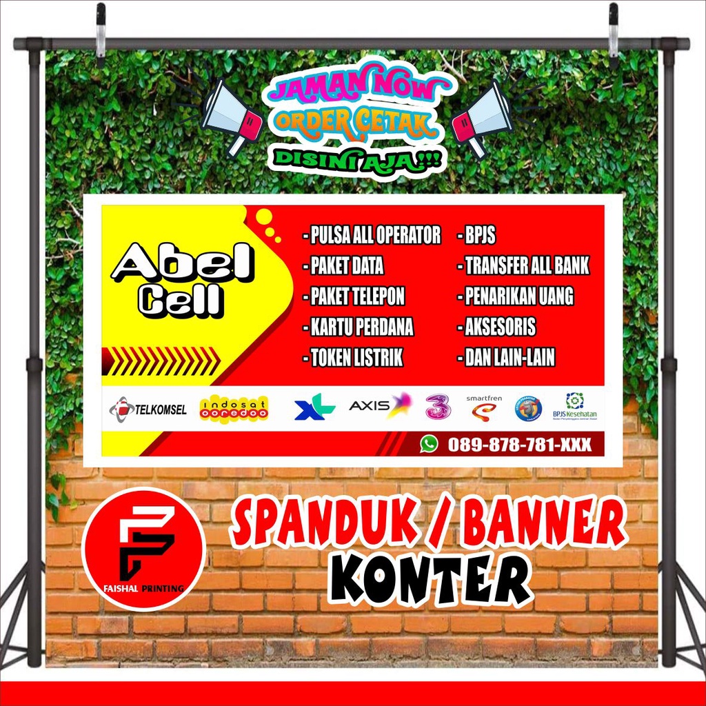 Spanduk, Banner, backdrop Usaha konter Jual Pulsa ukuran 2 x 1 m