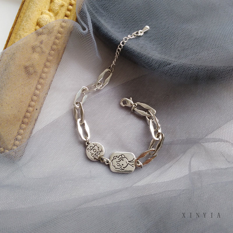 Gelang Bangle Desain Little Prince Warna Silver Gaya Retro Korea Untuk Wanita