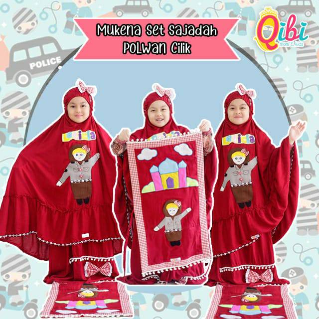 Mukena bordir polwan Qibi mukena anak mukena lucu