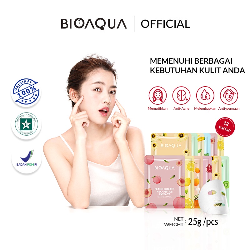 BIOAQUA Natural Skin Care Mask Masker Sheet / Mask Sheet / Kosmetik Masker Wajah Memutihkan Anti-Acne Hyaluronic Acid Hydrating