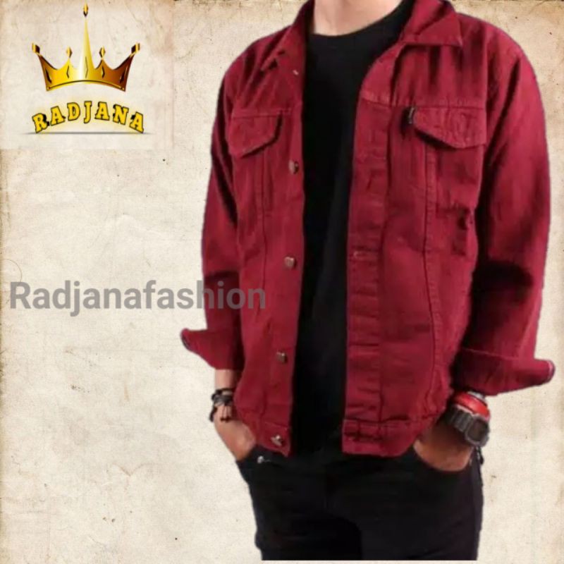 Jaket jeans Pria Original Black Maroon Abu Jaket Levis Pria Terlaris