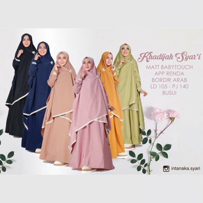 Baju Gamis Wanita Terbaru Jumbo Khadijah Syari Ori Intanaka Khimar