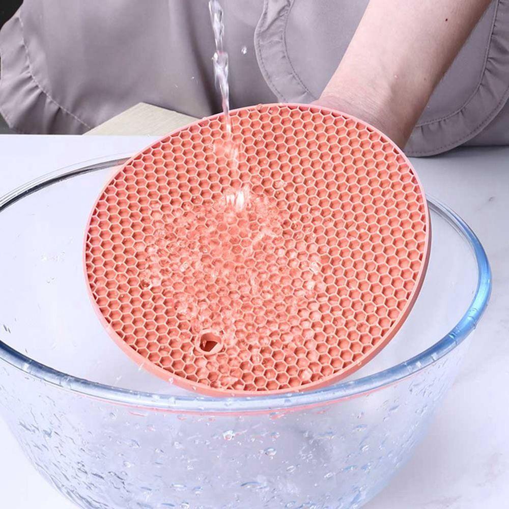 【 ELEGANT 】 Trivet Mat Isolasi Serbaguna Mudah Cuci Dan Kering Waterproof Coaster Round Mat Alas Sub-dish Matras Honeycomb