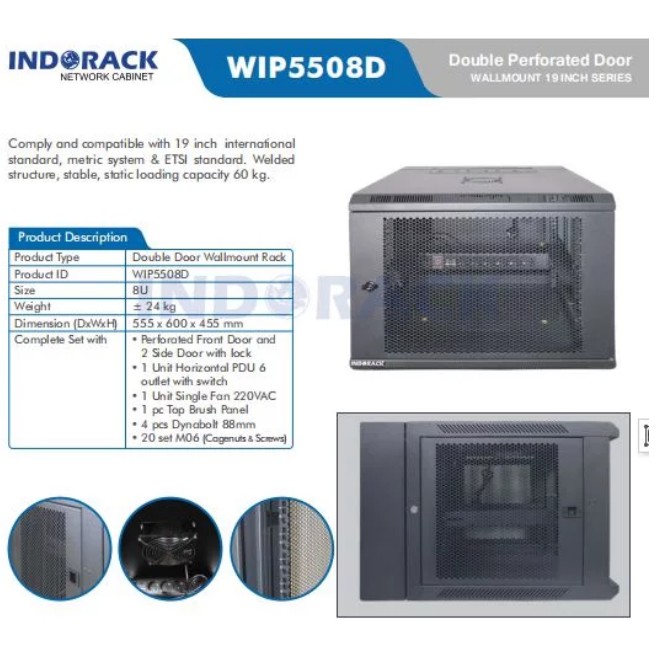 Wallmount Rack WIP5508D Rack Server 8U Single Perforated Door 19 inch Series