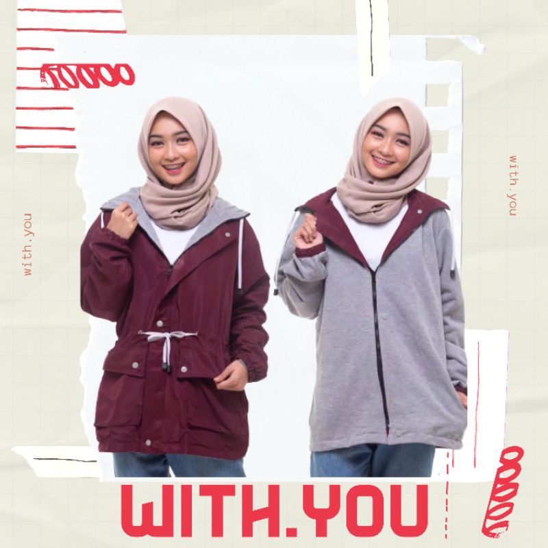 JAKET WANITA JAKET PARASUT HIRUKA BOLAK BALIK JAKET PARKA CEWEK HEYLOOK [JAKET 2 IN 1]