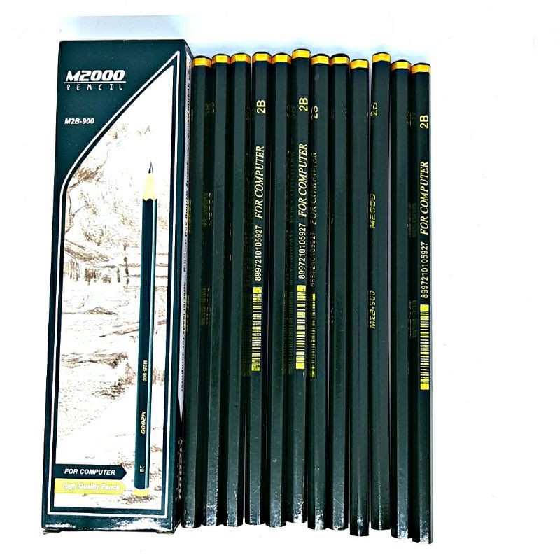 12Pcs 1Lusin Pensil 2B For Computer M2000 Murah