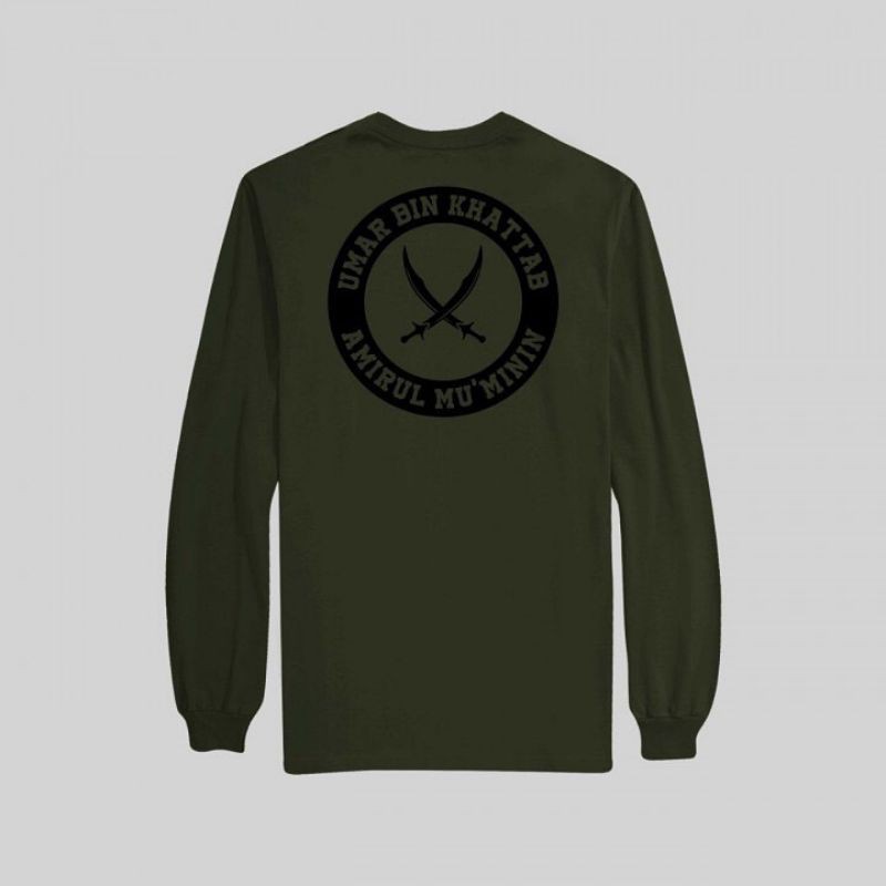 Kaos lengan panjang Umar bin Khattab green