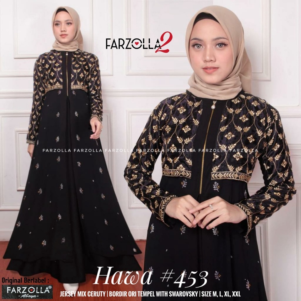 Gamis Abaya Mewah Busui Jersey Premium Mix Ceruti Aplikasi Mote dan Bordir Ori M - XXL 453