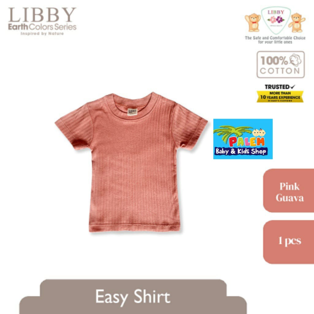 Libby 1 Pcs Easy Shirt Earth Color / Baju Bayi Anak 100% Cotton 9-12 Bulan 1-2,3-4,5-6 Tahun (1Pack)-PINK GUAVA