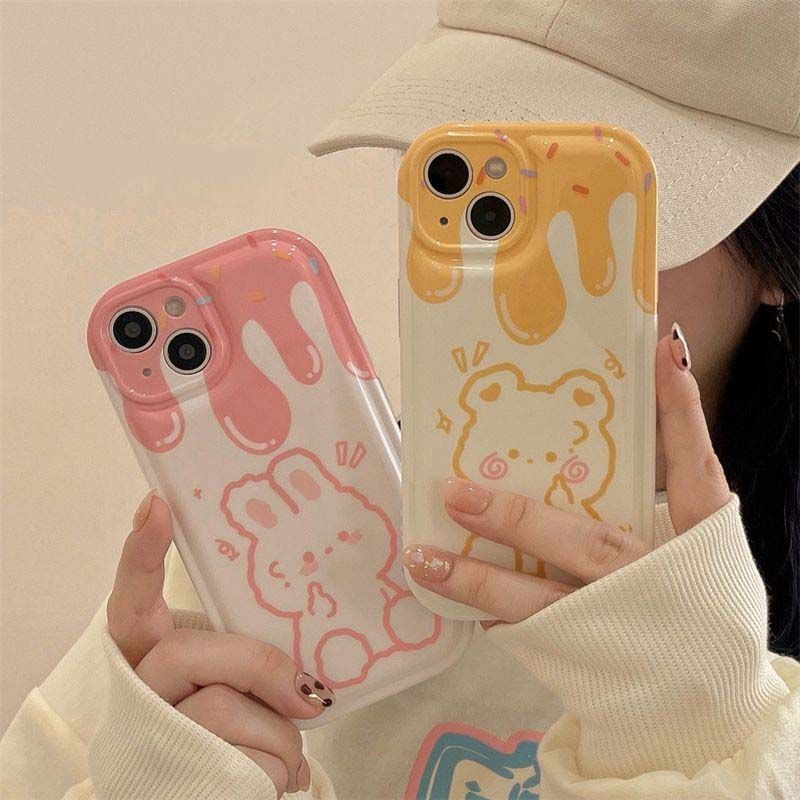 Casing Soft Case Karet Motif Beruang / Kelinci Untuk iPhone 12 13 11 Pro Max X Xs Max Xr