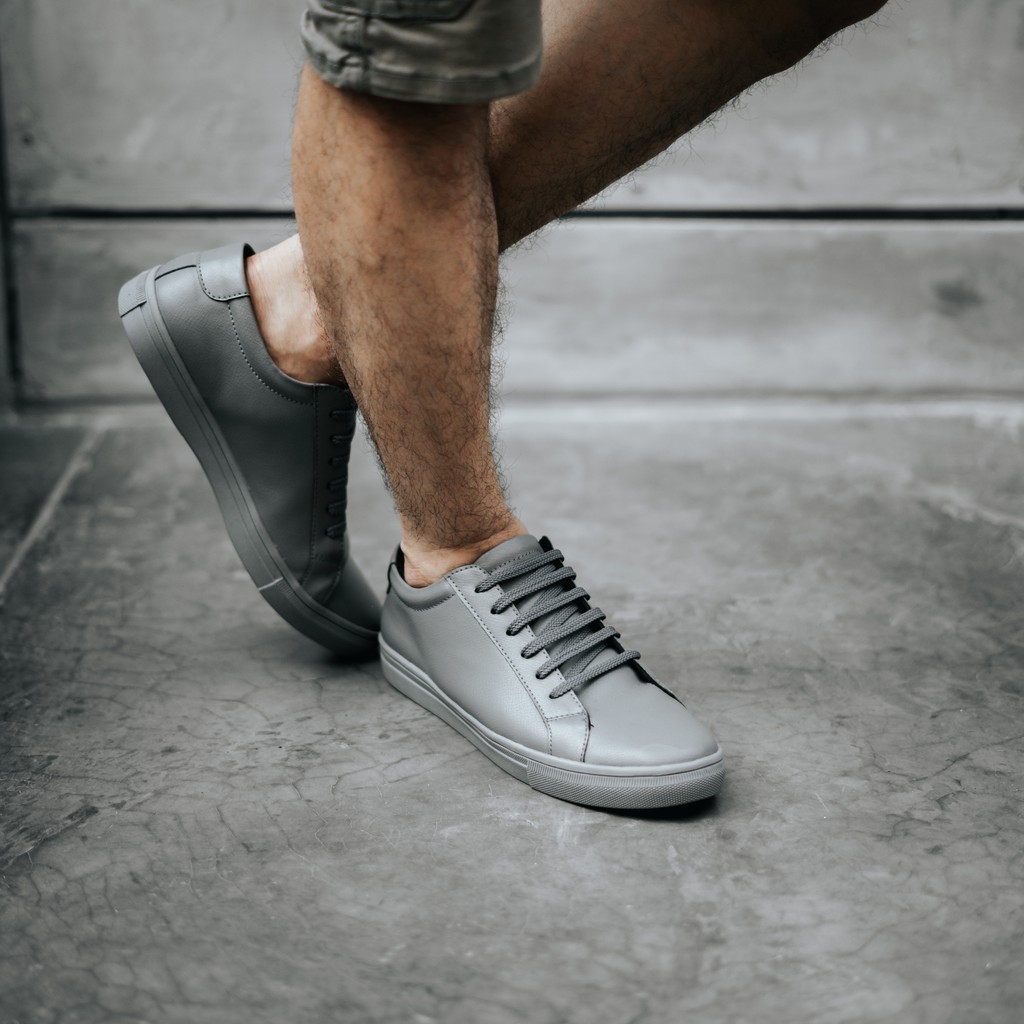 Senna Grey | Sneakers Abu-abu Casual Sepatu Sneaker Jalan Polos Ori Pria Cowok Men | FORIND x Lvnatica