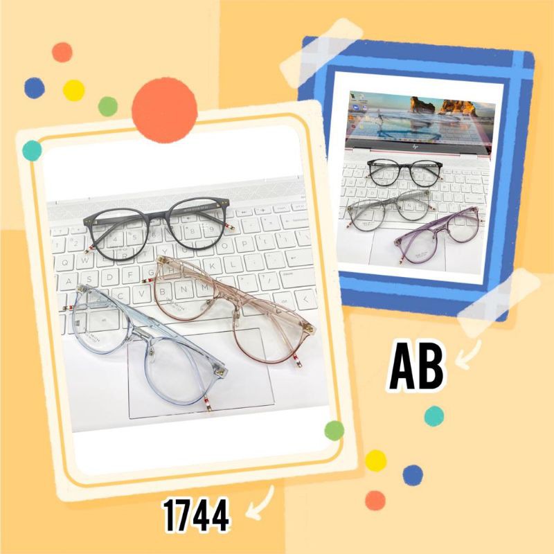 Frame 1744 | Frame kacamata bulat besar | Paket kacamata minus/plus/cyl/antiradiasi