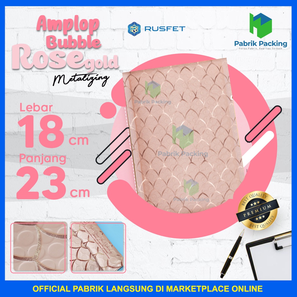 Amplop Bubble Mailer | Bubble Packing Termurah Motif Rose Gold Scale Fish 18x23cm Satuan