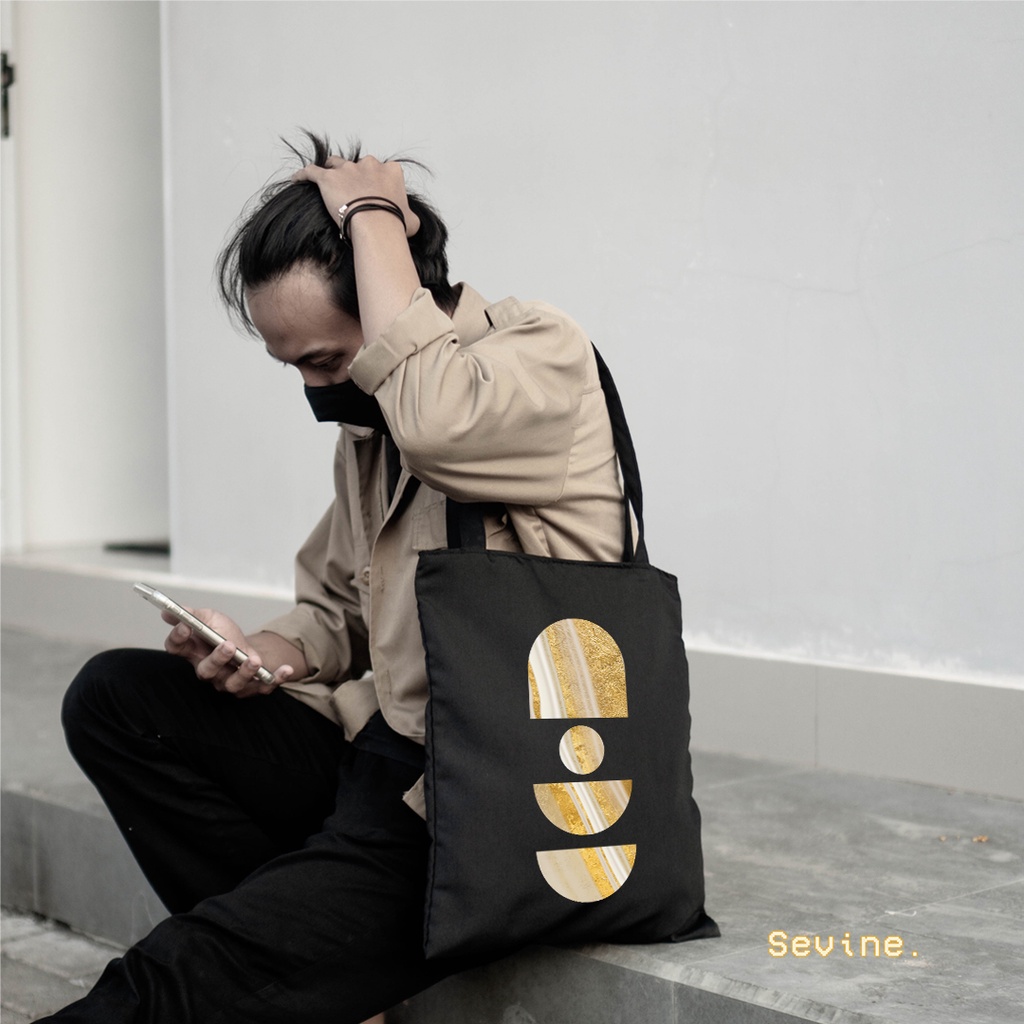 Sevine Totebag Tas Wanita Tote Bag Resleting Fashion Nordic Warna Hitam Black - BNB