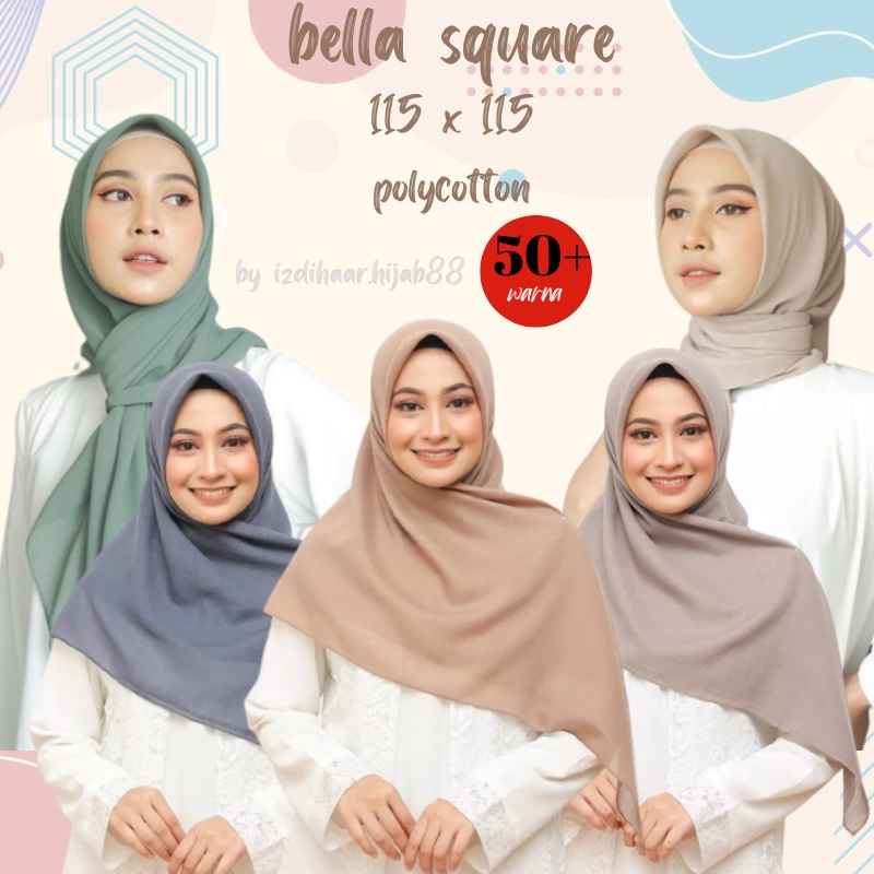 Bella Square Premium 50 Warna Hijab Jilbab Segi Empat - Kerudung Segiempat Bella Square Polycotton Premium Polos Anti Letoy