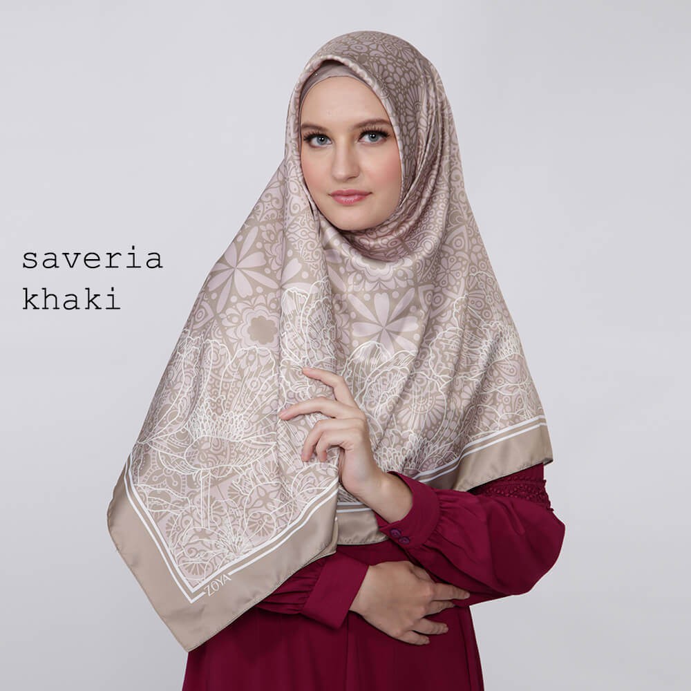 Kerudung / Hijab Segi Empat Satin Motif Zoya Scarf - SAVERIA
