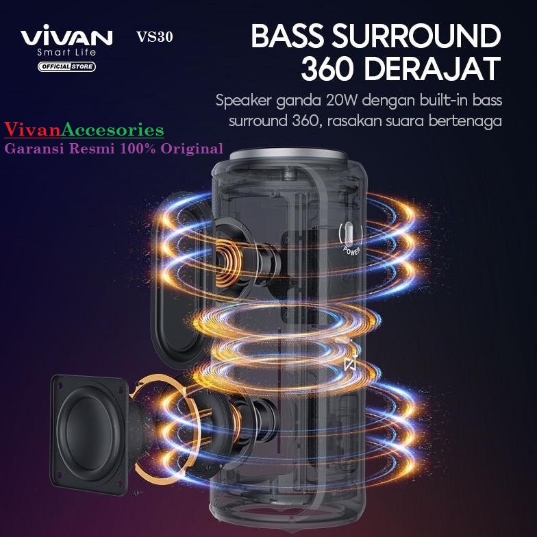 Vivan VS30 Wireless Bluetooth Speaker Ultra Bass+ 20W Waterproof IPx7