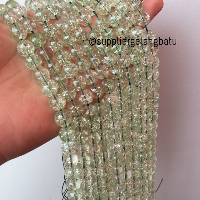 semi stone rutilated kuarsa quartz hijau 10mm green gelang kalung beads supplier aksesoris craft