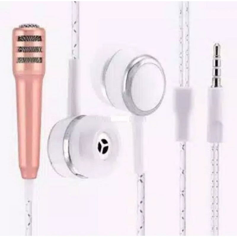 MICROPHONE MINI + HEADSET KARAOKE SMULE / SING MURAH DAN BERKUALITAS