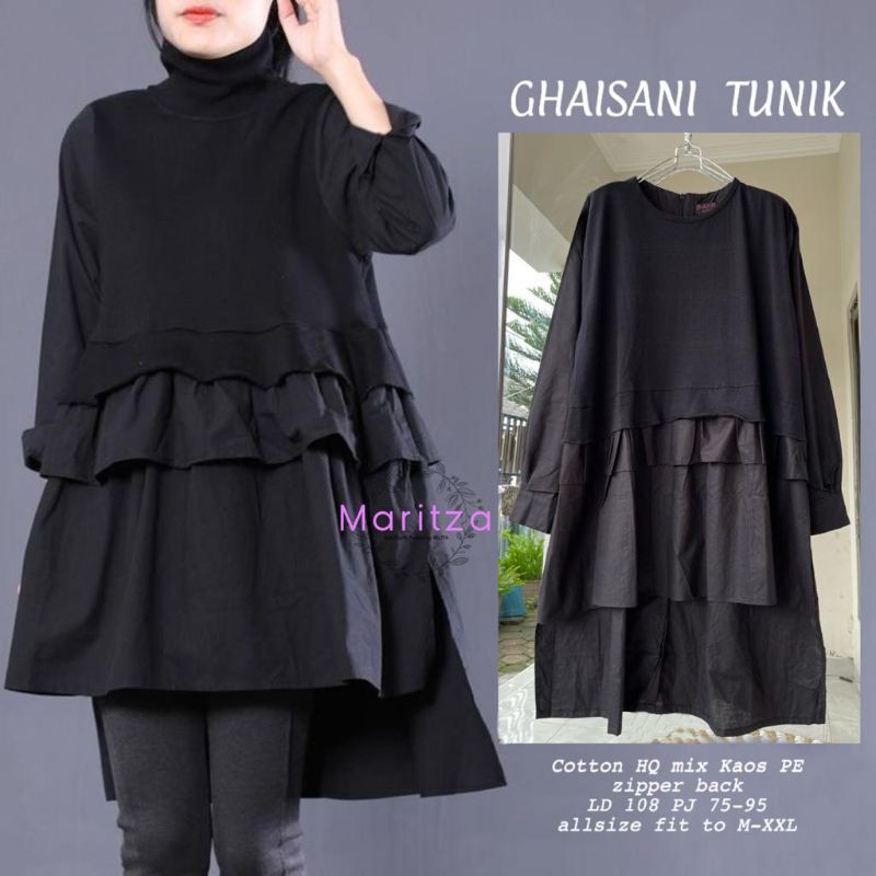 NEW ARRIVAL ATASAN POLOS GHAISANI TUNIK PREMIUM MODEL PINGUIN HITAM REMPEL OOTD ORIGINAL BY MARITZA