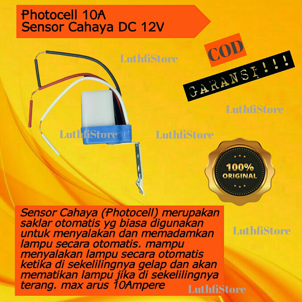 Sensor Cahaya Photo Foto Cell 10A DC 12V Photocell 10A Saklar Otomatis