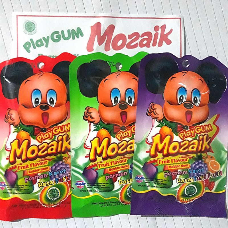 

Permen karet micky mouse mozaik PlayGum permen karet rasa tutti fruty jajanan jadul unik Gula gula /YAP_snack001