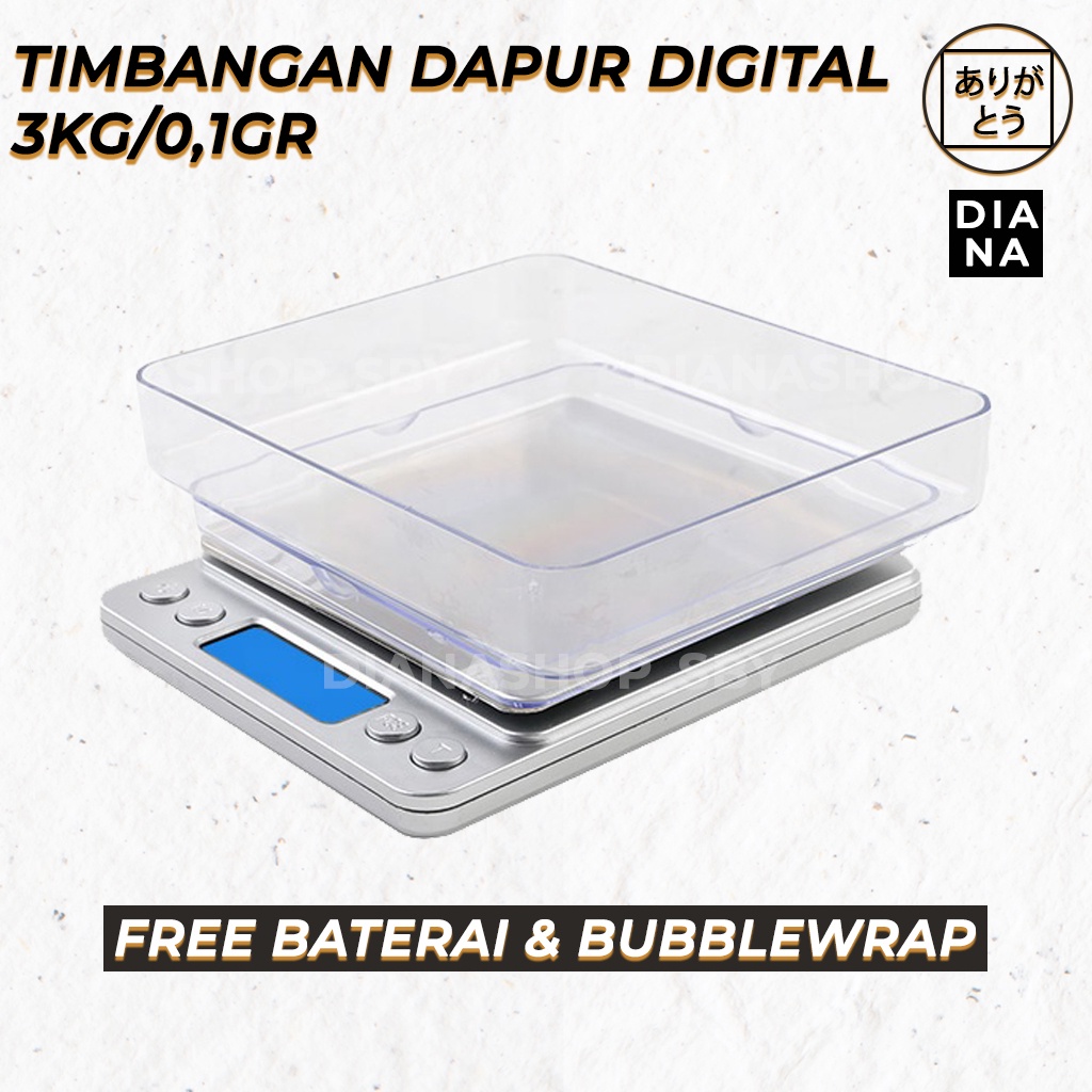 Timbangan Dapur Digital Kopi 3KG/0,1Gr Emas Bumbu Daging Kue Tepung