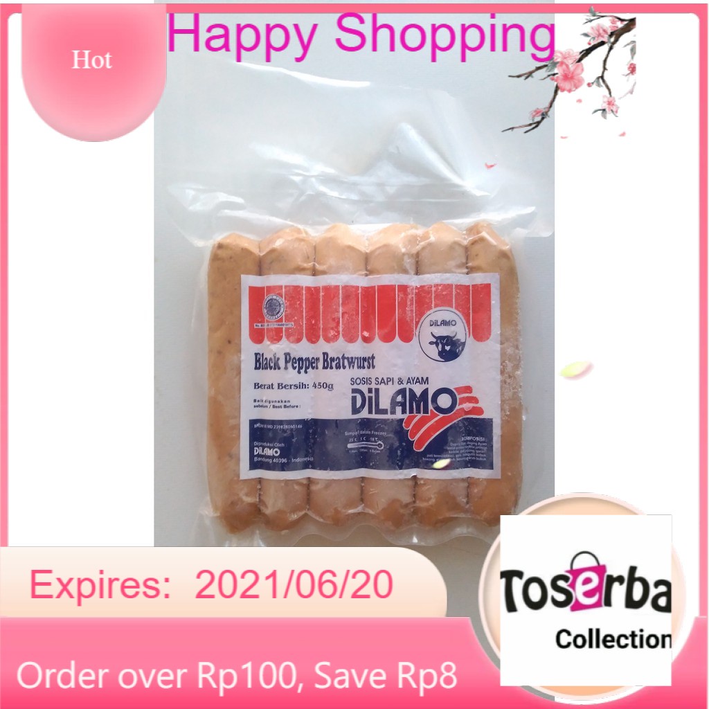 

Toserba Collection Dilamo Black Pepper Bratwurst 450 gr Frozen Food Bandung -Cimahi