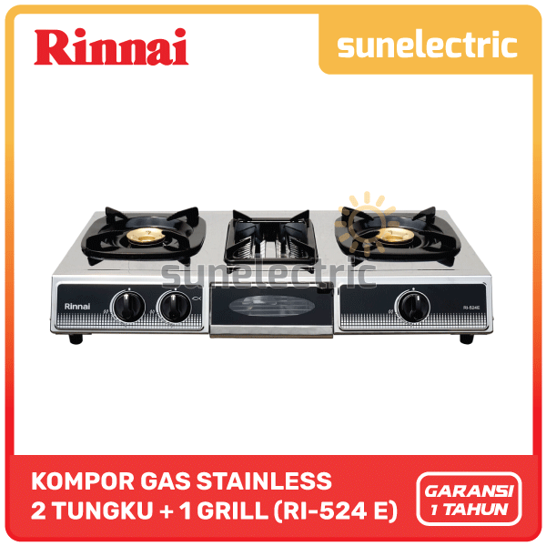 Rinnai RI-524 E Kompor 2 Tungku + Grill Pan Series RI-524E / RI 524 E / RI524E / RI 524E / RI524 E