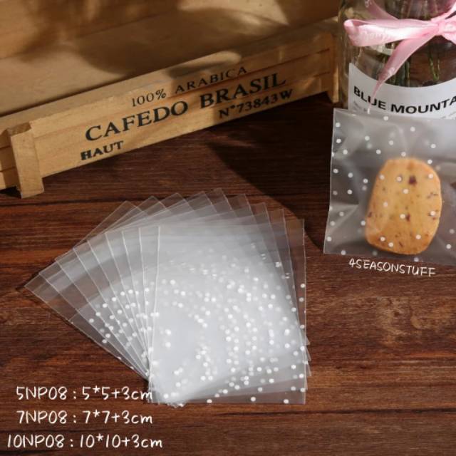 05NP08 Plastik Dott Doff Dengan Perekat Untuk Kemasan Kue Roti Cookies Nastar | Plastic Packaging