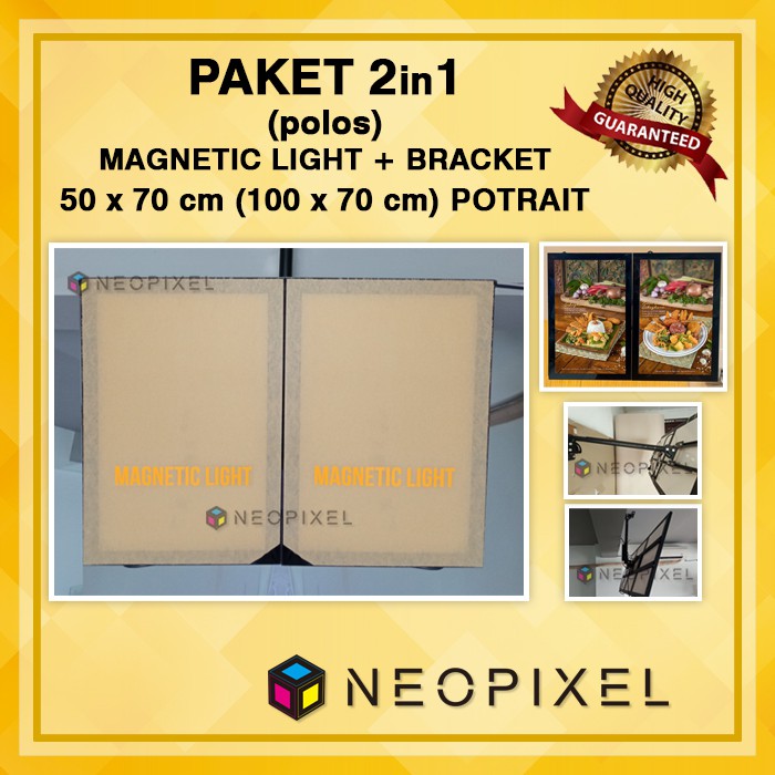 Neon box menu paket  2in1 Uk  100x70  cm – Portrait  Termasuk Bracket - LED menu cafe  TANPA visual