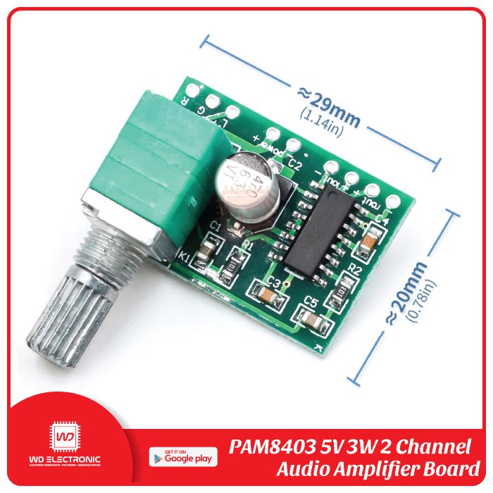 PAM8403 5V 2 CHANNEL AUDIO AMPLIFIER BOARD WITH POTENSIO