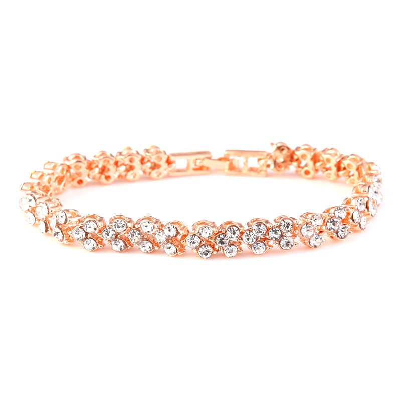 AZ028 Korea Titanium Gelang Wanita Nama Perhiasan Bracelet Gadis Hadiah Ulang Tahun Unik Emas Bangle-Rose gold