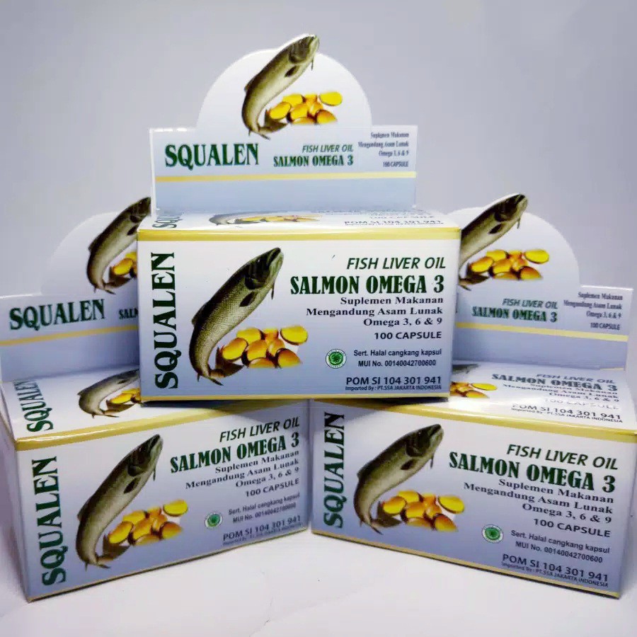 Squalen Fish Liver Oil Minyak Ikan Salmon Omega 3 Suplemen Makanan Nutrisi Otak