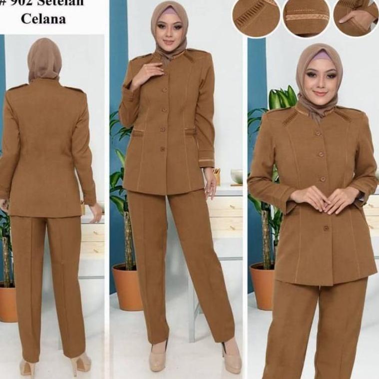 [86EQB5746] Baju Dinas Wanita Pemda Aceh Blazer PNS ASN Keki Seragam Pemda Khaki Wanita Baju Guru Co