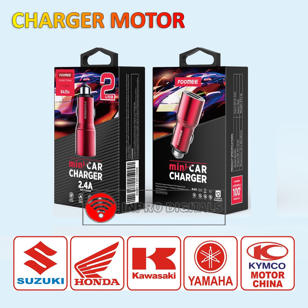 Jual Charger Motor / Mobil 2.4A (Produk Original) | Shopee Indonesia