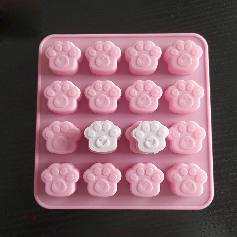 SIY  16-Cavity Silicone Paw Print Mold Animal Palw Resin Mold Dog Cat Footprint Molds