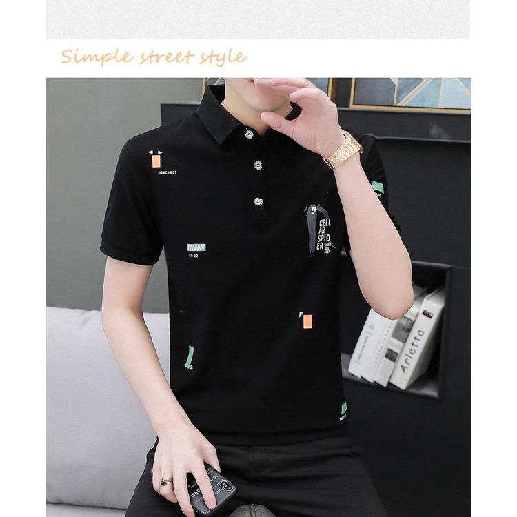 Amspro Baju wangki pria baju pria kaos polo pria Spider