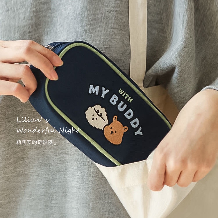 

Pencil CaseinsJapanese Style Good-looking Niche Student Cute Embroidery Contrast Color Large Capacit