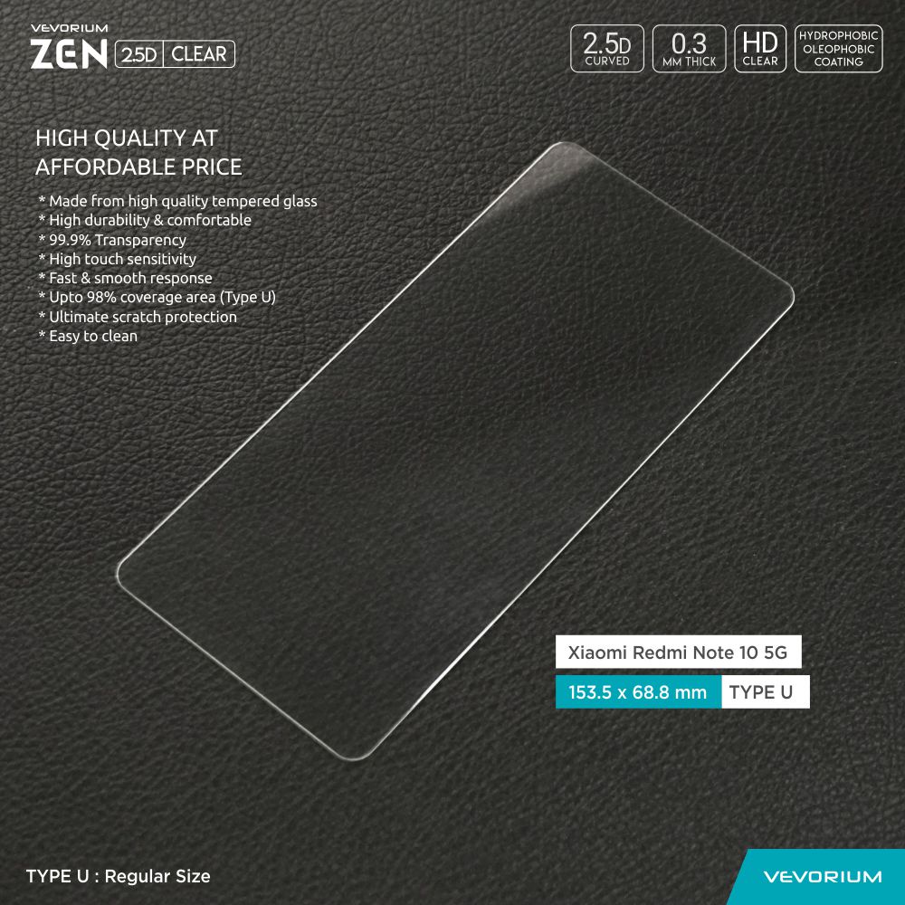 VEVORIUM ZEN 2.5D Clear Xiaomi Redmi Note 10 5G Poco M3 PRO 5G Tempered Glass