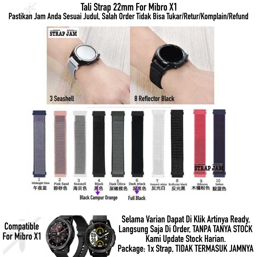 SPORT LOOP Tali Jam Mibro X1 - Watch Strap 22mm Bahan Velcro Nyaman Di Tangan