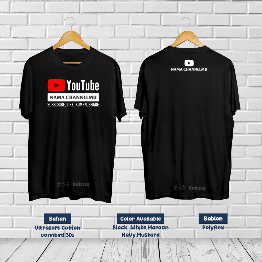 Kaos Youtube Bisa Request Nama Channel Cotton Combed 30s Premium Distro